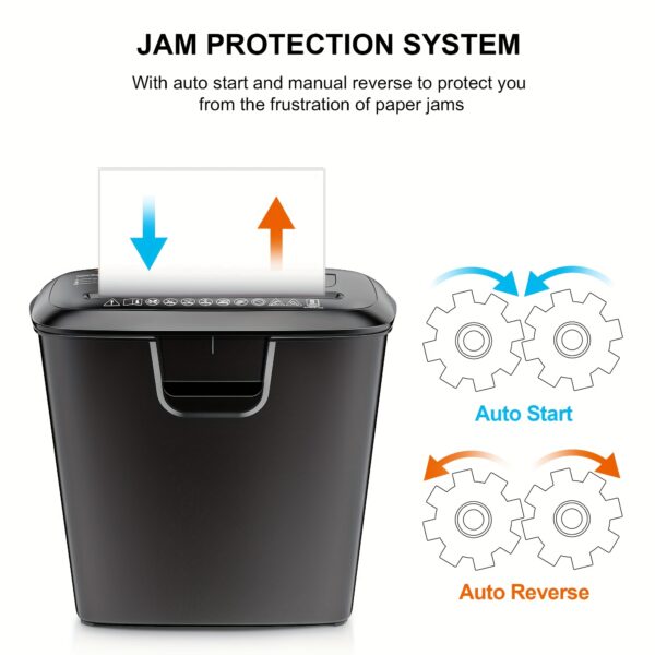 8-Sheet Strip-Cut Paper Shredder For Home Office, Handles CDs And Credit Cards, Overheat Protection, 3.4-Gallon Wastebasket - Image 6