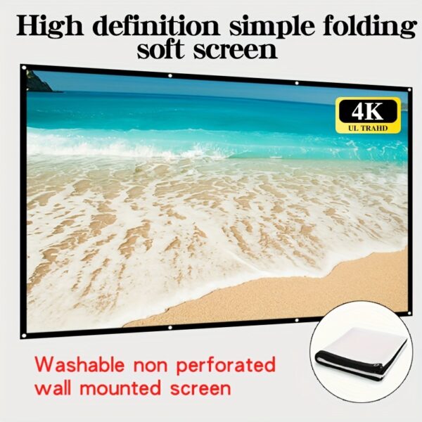 Double-Sided 4K Soft Projection Screen, 60/72/84/100/120/150 Inches, Space-Saving, Easy to Clean, Ironable Polyester Fabric for Bedrooms, Living Room Movies, Large Screen Home Theater Experience, Home Theater Accessory | Realistic Viewing Experience | Foldable Design