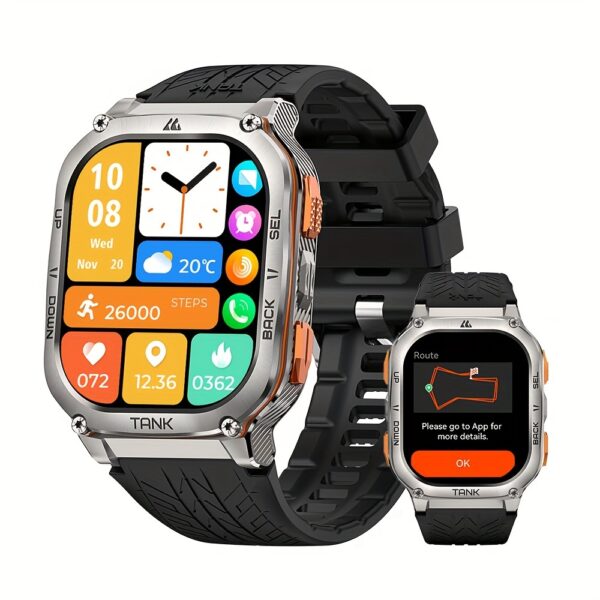 2025 NEW KOSPET M3 Ultra GPS Smart Watch For Men Compass Altimeter Barometric Pressure 6 Satellite Positioning Systems 470mAh 60 Days Extra-Long Battery Stainless Steel Body Rugged Smartwatches Wireless Call 5ATM IP69K 1.43" AMOLED Always On Display Screen 170+ Sports Modes 6 Smart Recognition Sports Corning Gorilla Glass Multiple Watch Faces 24H Health Monitor AI Assistant Digital Electronic Men'S Smartwatch Compatible For Android IPhone