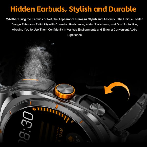 GT98 Smartwatch with TWS Sports Earbuds, 1.53" HD Display, Voice Assistant, Music Control, 400mAh Battery, 100+ Sport Modes, Orange Silicone Band, Compatible with Android/iOS, Ideal for Fitness & Outdoor Activities - Image 9