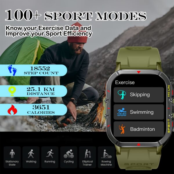 LIVLOV Sporty Smartwatch for Men & Women - 1. 96" HD Display, 100+ Sports Modes, AI Voice Assistant, Monitoring, Long-Lasting 370mAh Battery, for iPhone & for Android - Image 4