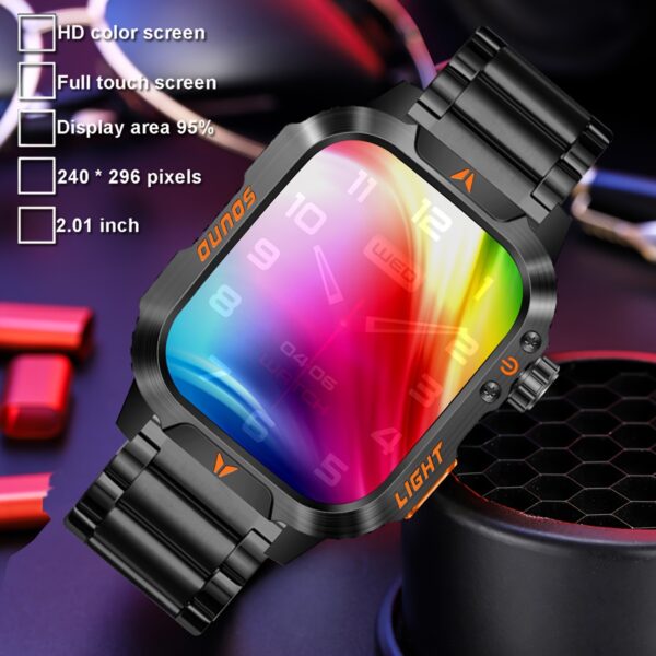 Sports Rugged Outdoor Smart Watch With LED Flashlight, AI Voice Command, & Fitness Tracking For Weather Athletes And Outdoor Adventures - Image 3