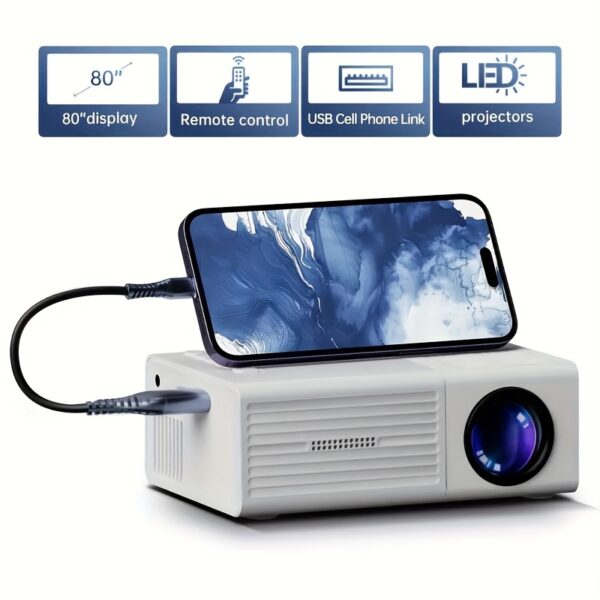 OKG Portable Mini Projector with Full HD 1080P Support - 3D-Ready LCD Home Theater Projector for iOS/Android/Windows - Includes Remote Control, USB-Powered with 80° Wide Angle Lens & 290lm Brightness - Compatible with Smartphones, PS4, USB Devices