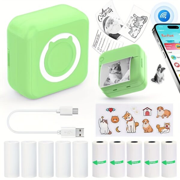 Ink Free Sticker Printer Mini Thermal Printer with One Roll Of Thermal Paper, Wireless Pocket Printer, Intelligent Portable Receipt Printer, Suitable for Photos, Diaries, Notes, And Memos - Image 15