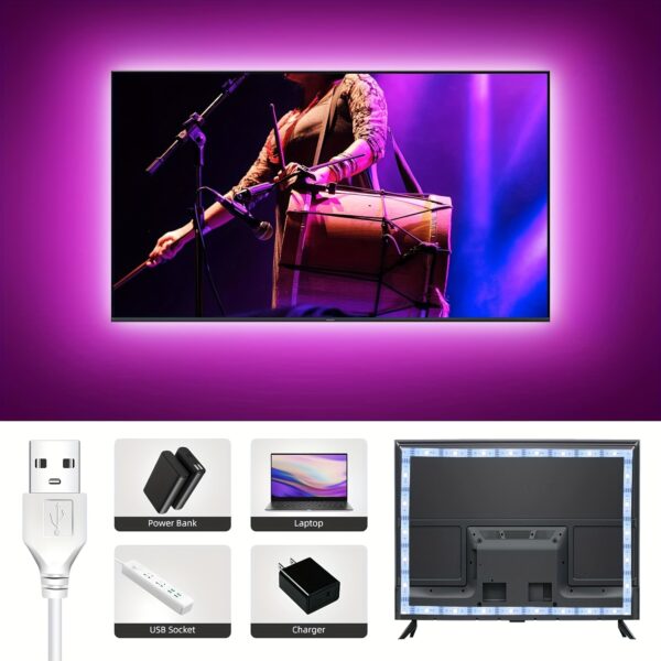 NBBUFF Smart LED Strip Lights, Tv LED Backlight 19.69ft, App Control Sync to Music, USB Bias Lighting Tv LED Lights Kit with Remote - RGB 5050 LEDs Color Lights for Room Bedroom - Image 4