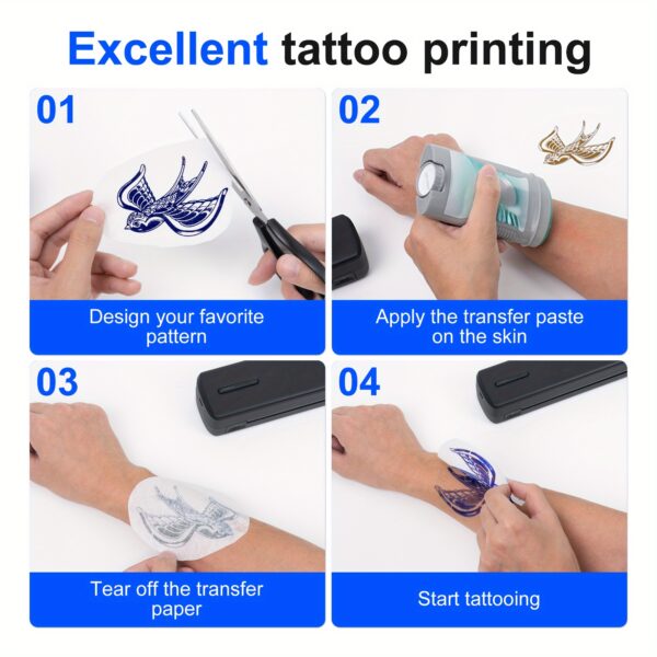 A4 Inkless Printer - Portable Thermal Printer for Wireless Mobile Travel, Supports Letter Mini Printing, Compatible with Mobile Phones And Laptops, Suitable Folding Paper/rolling/tattoo Paper - Image 9