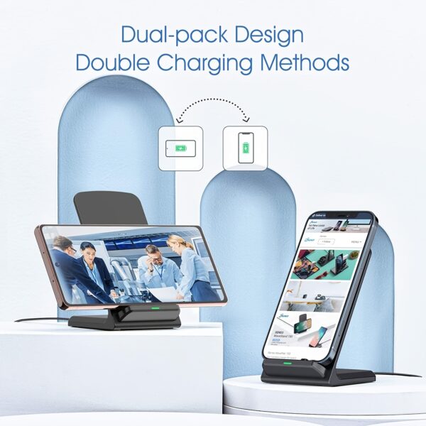 Wireless Charger Fast Charging Stand Wireless Android Desk Phone Charger Stand For Samsung Galaxy S24 Ultra S23, IPhone 15 Pro Max Plus 14 13 12 - Image 9