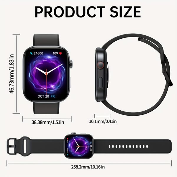 FAWEIO 1pc 1.99 Inch Screen Smart Sports Watch for Men, AI Voice, Smart Fashion Watch, Support 100 Sport Modes, Fitness, Core Training, Hiking, Indoor Cycling, Yoga, Pilates, Incoming Call, Message Notification, Compatible with Android&iPhone - Image 2