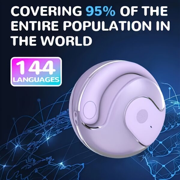 Wireless Translation Headphones with AI Voice Translation, No Latency Music, Real-Time Speech Translation, 150 Language Support, Type-C Charging, Includes Free Lanyard - Ideal for Multilingual Communication, Music Listening|Sleek Wireless Earbuds|Durable Charging Case - Image 2