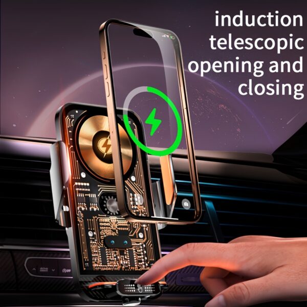 Bilolly 66W Fast Magnetic Car Charger & Phone Holder with 15W Wireless Charging, Auto-Clamping for iPhone 16-11, XR, XS, Samsung S25-S10+, Horizontal/Vertical Screen Adjustable Mount, Black Aluminum Alloy Design - Image 6