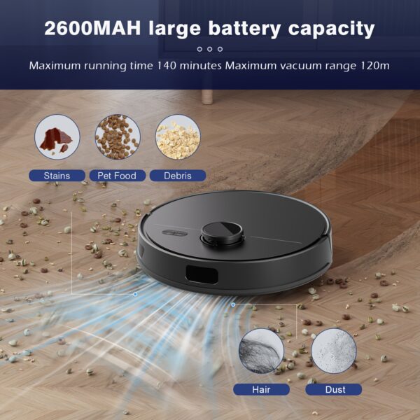 ZCWA M30M30 Robot Vacuum Cleaner, Sweeping Robot, Automatic Charging Intelligent Sweeping Robot Power Application Control Water Tank Wet Robot Vacuum Cleaner Electric Sweeper, Multi-layer Map, Customized Dry And Wet Room Cleaning - Image 2