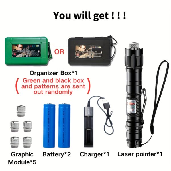 Laser Pointer, Tactical Flashlight, Replaceable Spare Batteries, Adjustable Focus And Replaceable Multiple Modes, Can Be Used Indoors And Outdoors, Presentations, Etc., Best Gifts - Image 3