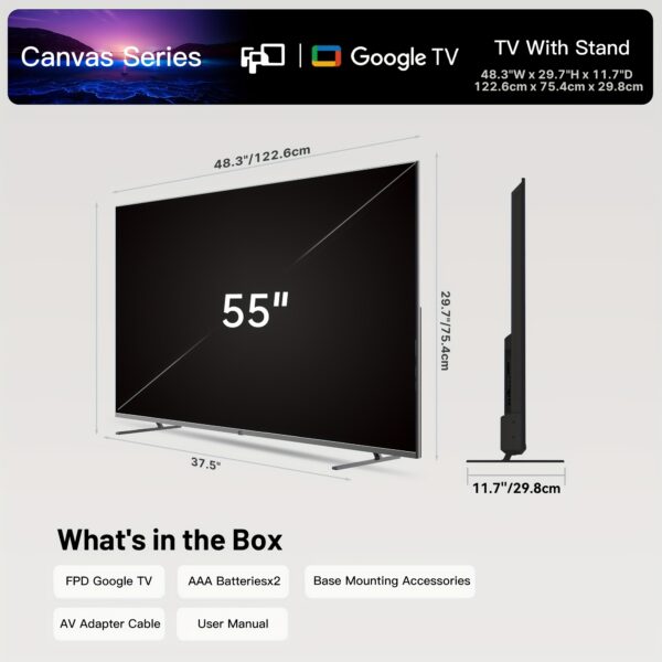 55 Inch Google TV Smart TV 4K UHD with HDR 10 & Vision/Atmos, Built-in Chromecast & Google Play, MEMC, Voice Remote, Stream Live TV - Canvas Series CG55-C1 (2025 Model), Home Entertainment | Modern Design | Highresolution Display - Image 4