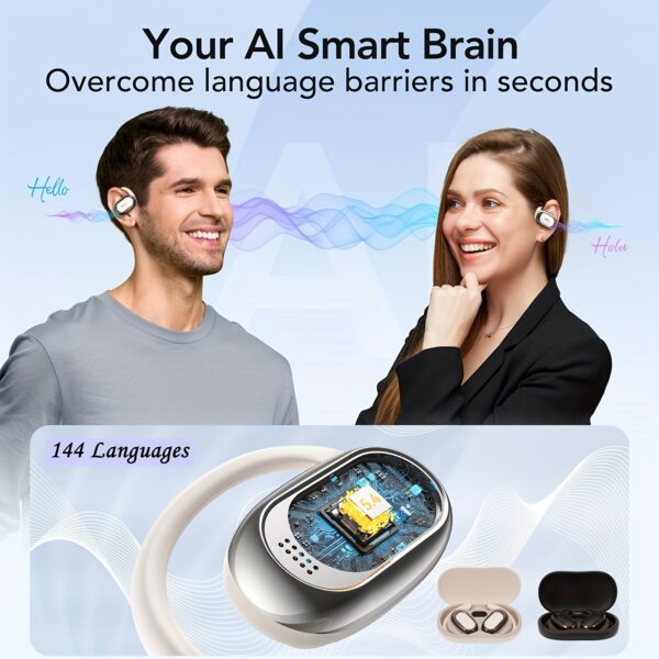 AI Wireless Translation Earbuds-144 Language Translator Earbuds-5.4 Music Headphone with Travel Charging Case-Smart Translation Device-Perfect Gift for Business Travelers & International Communicators - Image 7