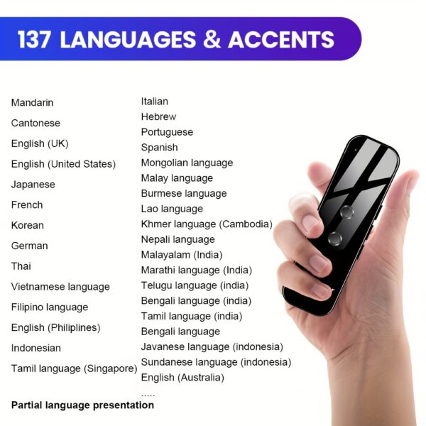 Portable Language Translator Device, Two-Way Instant Translator, APP Online Voice Translation, 137 Languages Supported, High Accuracy Translator Device For Travel Business Learning - Image 7
