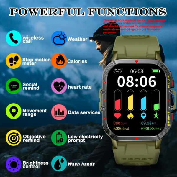 LIVLOV Sporty Smartwatch for Men & Women - 1. 96" HD Display, 100+ Sports Modes, AI Voice Assistant, Monitoring, Long-Lasting 370mAh Battery, for iPhone & for Android - Image 3