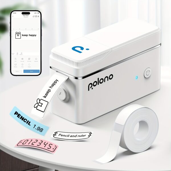 POLONO P31S Label Maker Machine With Tape Portable Thermal Printer Wireless Label Printer For Organizing Storage Office Home, Sticker Maker Mini Label Maker With Multiple Templates, White - Image 2