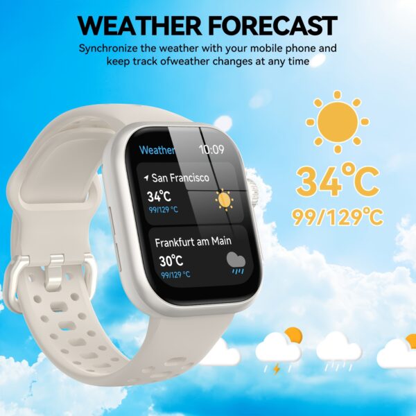 Anyloop White Smart Watch For Men Women [GPS, Alexa Built-in], 24/7 Stress Monitor, Sleep & Fitness Tracker, Wireless Call, 100+ Sports Modes, Smart Watches For Android IOS (Black) - Image 9