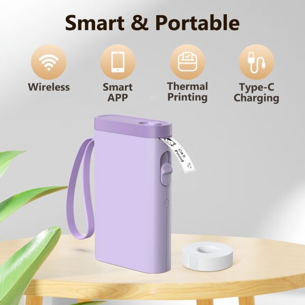 Label Maker With 1 Roll Of Label Paper, Portable Wireless Label Printer For Storage, Office, Home, Storage, Sticker Maker Mini Label Maker With Multiple Templates - Image 4