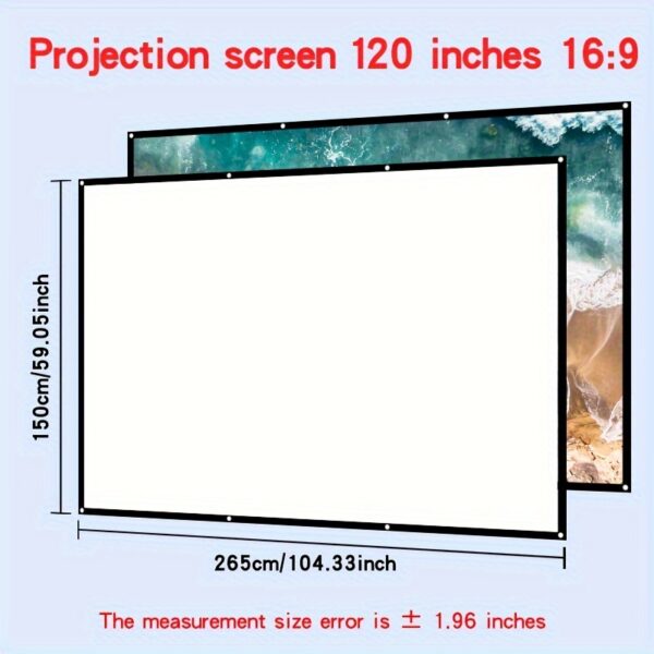 Double-Sided 4K Soft Projection Screen, 60/72/84/100/120/150 Inches, Space-Saving, Easy to Clean, Ironable Polyester Fabric for Bedrooms, Living Room Movies, Large Screen Home Theater Experience, Home Theater Accessory | Realistic Viewing Experience | Foldable Design - Image 5