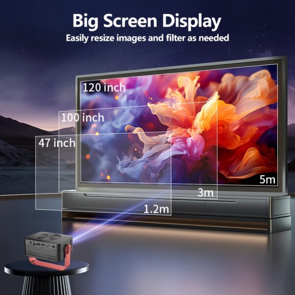 7000 Lumens Portable Mini Projector, Support 4K Projector, 1080P Dual Wifi Same Screen, Home Theater Outdoor Portable, 180° Projection Angle Adjustable, Compatible with AV/ USB/ IOS/ Android - Image 8