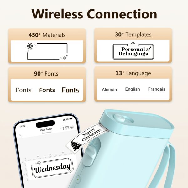 P21 Wireless Thermal Label Maker Machine with 1 Roll Of Paper, Intelligent Portable Printer, High Quality Printing, Multiple Creative Function&Templates - for Office, Home, School to Notes, And Memos - Image 11