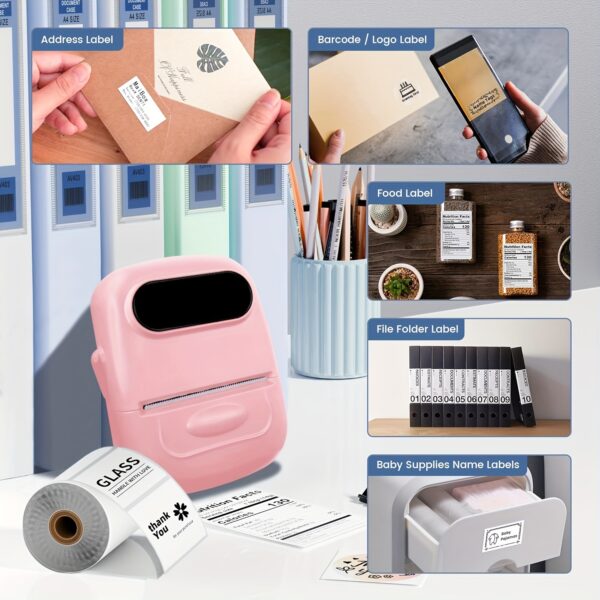 P50 Portable Thermal Label Printer, Suitable for Home, Clothing, Supermarkets, Jewelry, And Food Industries, Compatible with Android+Ios, Equipped with a Roll of 40 * 30Mm White Stickers - Image 6