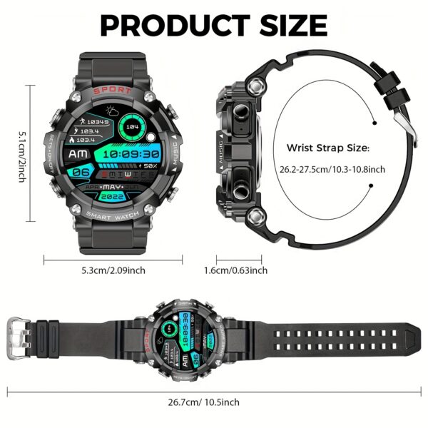 EIGIIS Men's And Women's Smart Watch 1.52inch Round Screen Smartwatch With Headphones, Wireless Connection To Communication Devices, Wireless Music HIFI9D Sound Quality, AI Voice Assistant, Custom Dials, Sleep Monitoring, Sports Recordings, Suitable For Sending Friends Smartwatch - Image 2