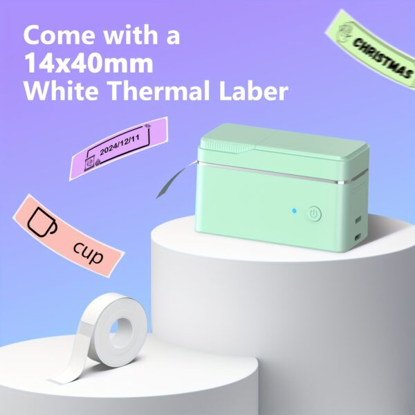 P31S Mini Green Label Maker W/ 14x40mm Label Tape Only, Label Maker with Multiple Templates for Organizing Your Home Or Creating Holiday Cards, Supports Portable Wireless And USB Charging, Compatible with IOS And Android, Fresh And Cute Label Maker (3 Individual Products) - Image 7