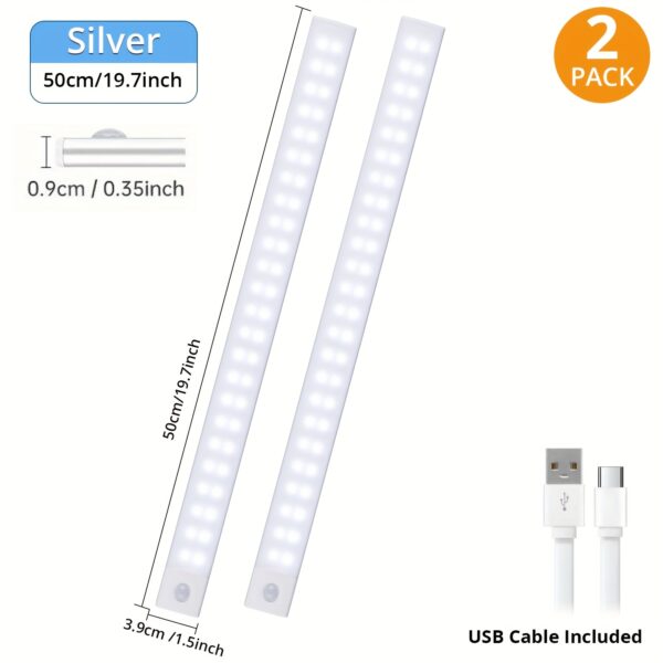 4/2pcs Motion Sensor Under Cabinet Lights, 3 Color Temperatures Wireless USB Rechargeable Night Light, Indoor Closet Lights, Stick-On Anywhere Magnetic Under-Counter Light Fixtures For Kitchen Cabinet Wardrobe Cupboard Stairs, Available In 2pcs. - Image 5