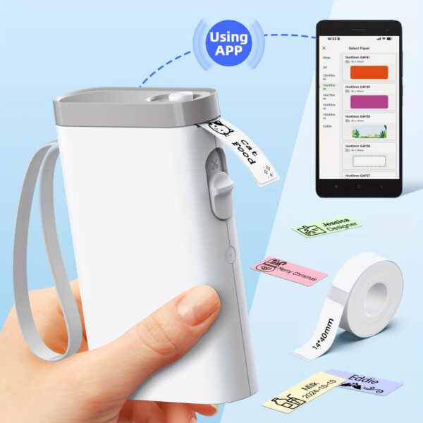 P21 Wireless Thermal Label Maker Machine with 1 Roll Of Paper, Intelligent Portable Printer, High Quality Printing, Multiple Creative Function&Templates - for Office, Home, School to Notes, And Memos - Image 4