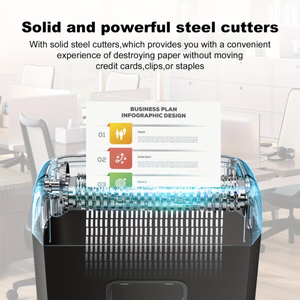 Cross-Cut Paper Shredder With 6-Sheet Capacity And 3.4-Gallon Wastebasket, Compact Size For Home Office; Shreds Credit Cards, Documents, Mail, Staples, And Clips - Image 6