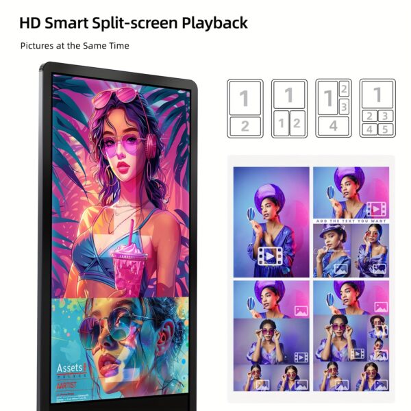 43 Inch Vertical Android Digital Signage Kiosk Indoor Floor Standing Commercial Display With Auto Play Touchscreen LCD Advertising Screen For Retail Stores, Hotels, Lobbies WiFi, USB Connectivity, Remote Content Scheduling Freestanding Business Grade - Image 6