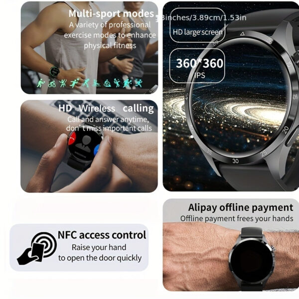 2025 New NFC Smart Watch For Men GPS Motion Trajectory 360*360 HD Screen AI Voice Wireless Call Smartwatch Sports Watch For Men Father'S Day Gift - Image 10