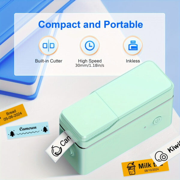 P31S Label Maker Machine Or Travel Case with Tape, Portable Thermal Printer Or Travel Case Sticker Maker Mini Label Maker with Multiple Templates, White Pink Green Three Colors - Image 4