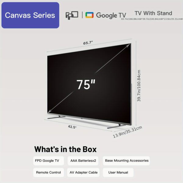 FPD 75 Inch Smart TV Google TV 4K UHD With Google Play And Google Cast Built In, HDR 10, Vision Atmos, MEMC, Voice Remote, Stream Live TV - Image 3