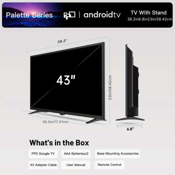 FPD 43 Inch Smart TV Full HD 1080p LED TV Frame Flat Screen Television With Google Cast Streaming Live Ultra Thin Android TV (Palette Series, CA43-P3, 2025 Model) - Image 3