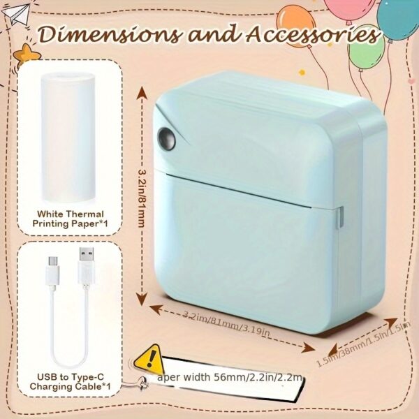 Ink Free Sticker Printer Mini Thermal Printer with One Roll Of Thermal Paper, Wireless Pocket Printer, Intelligent Portable Receipt Printer, Suitable for Photos, Diaries, Notes, And Memos - Image 2
