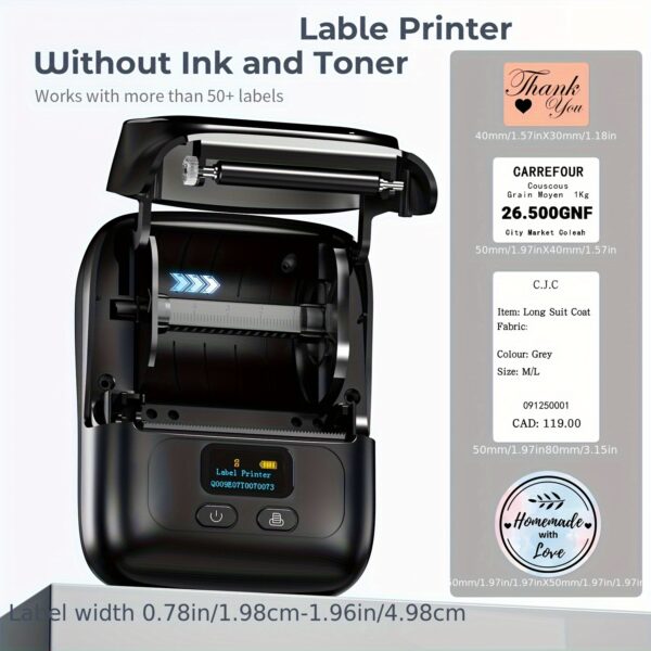 Thermal Label Maker Machine with Tape - Portable Wireless Barcode Label Printer for Small Business, Office, Home, Address, Mini Thermal Priner Compatible with Phone&PC - Image 6