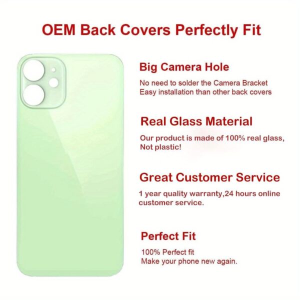 OEM Rear Back Glass Replacement for 6.1 inches for iphone 12 with Repair Toolkit and Pre - Installed Adhesive Black - Image 3