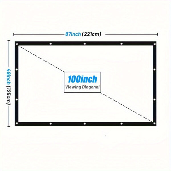 4K 72/84/100/120 Inch 3D Projection Screen, Projector Screen, Portable Foldable HD Anti-wrinkle Projection Screen, Movie Projection Screen 16:9 Indoor And Outdoor Projection Double-sided Video Projection Screen, Suitable For All Models Of Projectors, Suitable For Movie Projector, Gaming Monitor - Image 2