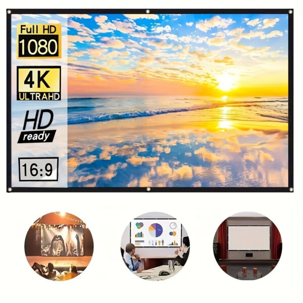 4K 72/84/100/120 Inch 3D Projection Screen, Projector Screen, Portable Foldable HD Anti-wrinkle Projection Screen, Movie Projection Screen 16:9 Indoor And Outdoor Projection Double-sided Video Projection Screen, Suitable For All Models Of Projectors, Suitable For Movie Projector, Gaming Monitor - Image 7