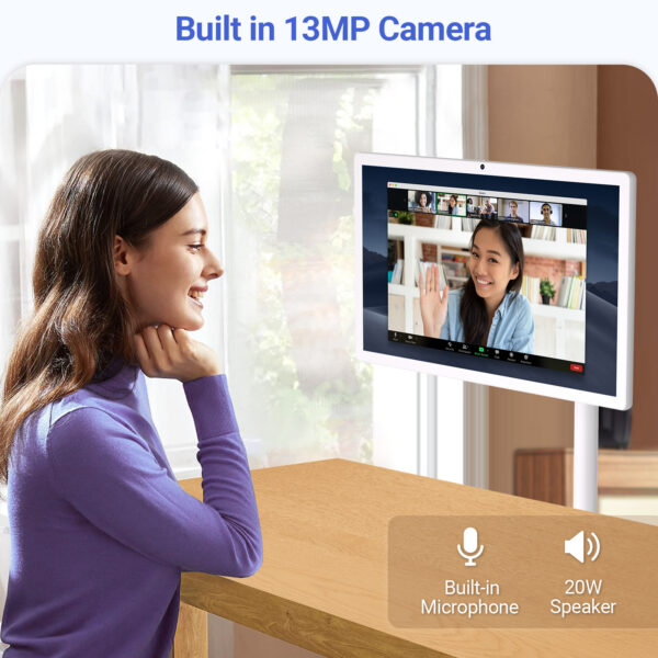 22-Inch Portable TV on Wheels, 1080P Portable Touch Screen Monitor, Android13, Full Swivel Rotation, Built-in 13MP Camera, Built-in Battery(6-8H), 6+128G - Image 5