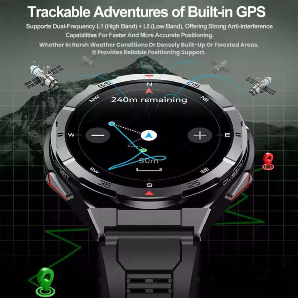 2025 Men's GPS Smartwatch with 1.43" HD AMOLED Full Touch Screen, IPX8/5ATM High Quality, 170+ Sports Modes, Built-in GPS, Compass, Altitude, Air Pressure, 480mAh Battery, Zinc Alloy Body, Wireless Calls, Voice Assistant, Step Counter, Distance Tracking for iPhone & Android, Outdoor Fitness Tracker, Versatile Wearable, Metallic Finish, Sleek Watch Design, Highquality Display, Durable Touchscreen - Image 6