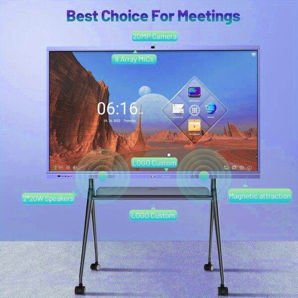4K UHD 65 Inch Smart Board, Interactive Whiteboard with Dual System, All-in-One Touch Display for Schools, Offices, and Presentations - Image 4