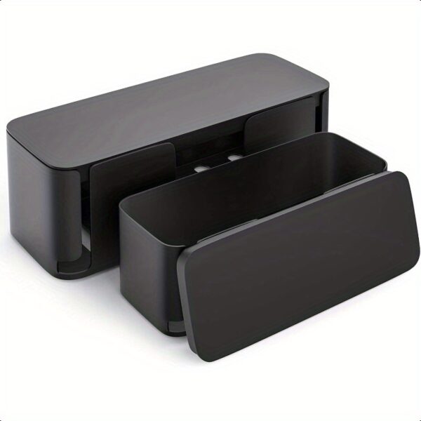 2 Pack Cable Management Box Pet and Baby Proofing Cable Organizer Box Large and Medium Size Cord Management Box Cord Organizer Perfect for Office and Home Cord Hider Cable Hider Black