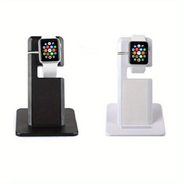Dual Charging Stand for Apple Watch, for iPhone & for iPad - White, Secure Clamp Design with Multiple Charging Ports, Compatible with Apple Devices, Charging Station for Phone, Charging Station for Apple Watch, Sleek Design, Sturdy Construction - Image 2