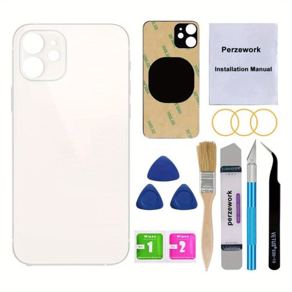 OEM Rear Back Glass Replacement for 6.1 inches for iphone 12 with Repair Toolkit and Pre - Installed Adhesive Black - Image 10