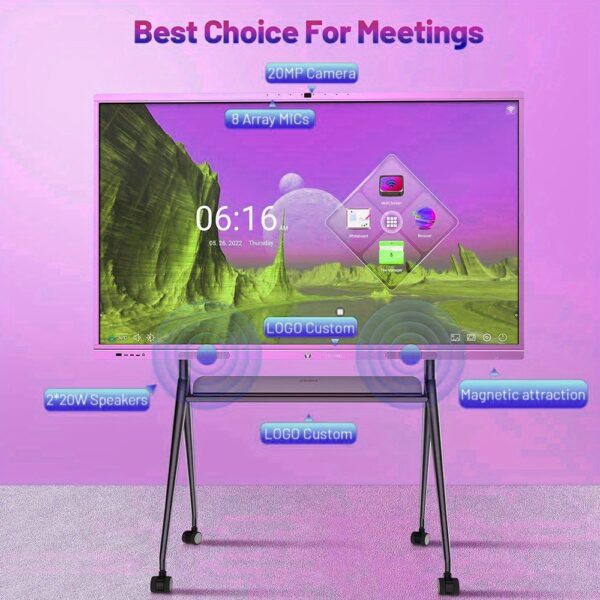 Smart Board 65 Inch with 4K UHD Touch Screen, Dual System Interactive Whiteboard for Office, School & Business, Digital All-in-One Board - Image 4
