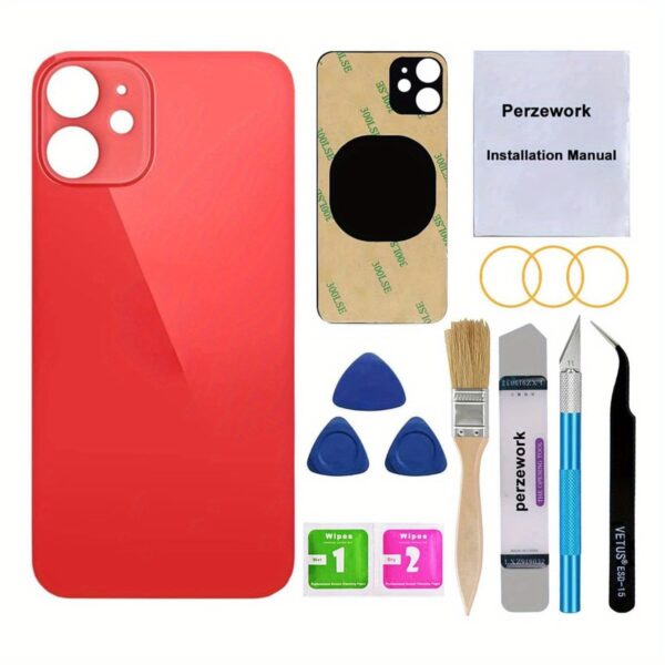 OEM Rear Back Glass Replacement for 6.1 inches for iphone 12 with Repair Toolkit and Pre - Installed Adhesive Black - Image 12